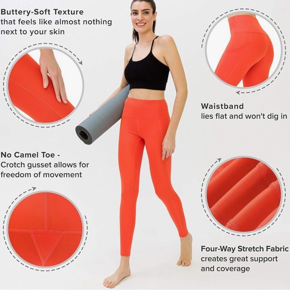 LOS OJOS Yoga Pants High Waist Tummy Control Workout Leggings w/Pockets Women M - Picture 7 of 7